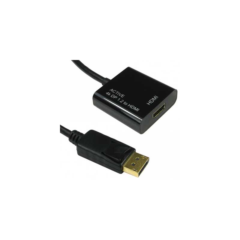 15CM DISPLAY PORT V1.2 - HDMI ACTIVE ADAP 4K BLACK