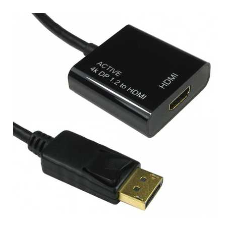 15CM DISPLAY PORT V1.2 - HDMI ACTIVE ADAP 4K BLACK