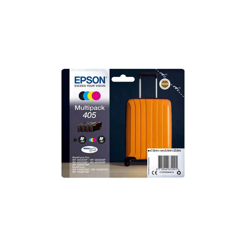 Epson 405 Multipack (Original) - Black, Cyan, Magenta, Yellow DURABrite Ultra Ink Cartridges for Workforce WF-7310, 7830, 7835, 