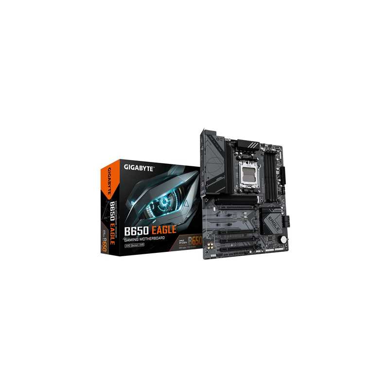 Gigabyte B650 EAGLE AMD AM5 Socket Motherboard, ATX, 4x DDR5 Slots, 3x M.2 Sockets, 2x USB-C Port, Fitted I/O Shield, GbE LAN, 1