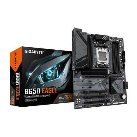 Gigabyte B650 EAGLE AMD AM5 Socket Motherboard, ATX, 4x DDR5 Slots, 3x M.2 Sockets, 2x USB-C Port, Fitted I/O Shield, GbE LAN, 1