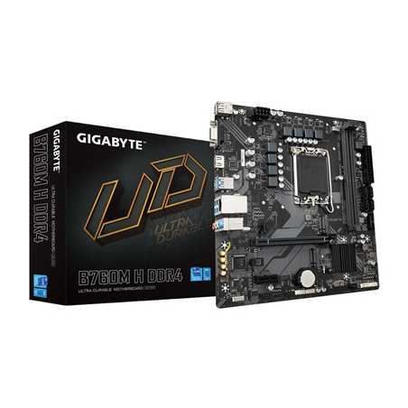 Gigabyte B760M H DDR4 Ultra Durable Intel 1700 Socket Motherboard, Micro-ATX, 2x DDR4 Slots, 2x M.2 Sockets, GbE LAN, 1x D-Sub /