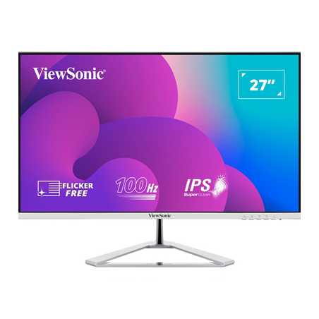 Viewsonic VX2776-SMH 27 Inch IPS Frameless Monitor, Full HD, 100Hz, 4ms, VGA, 2xHDMI, Int PSU, VESA, Chrome Stand, Speakers