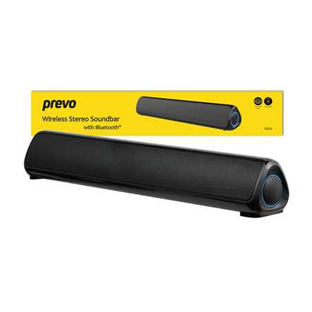 Prevo MS03 Wireless Stereo Soundbar with Bluetooth, USB & SD, Space-Saving Wireless Speaker for TV, Home Entertainment System, P