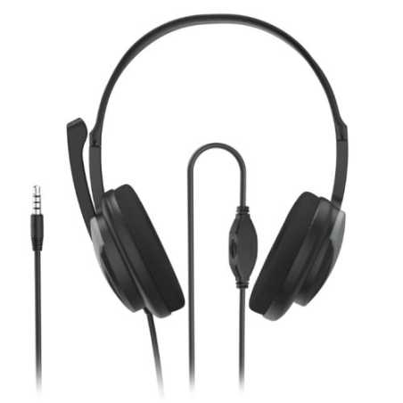 Hama HS-P100 V2 Ultra-lightweight Headset, 3.5mm Jacks, Y-adapter, Padded Ear Pads, Inline Controls