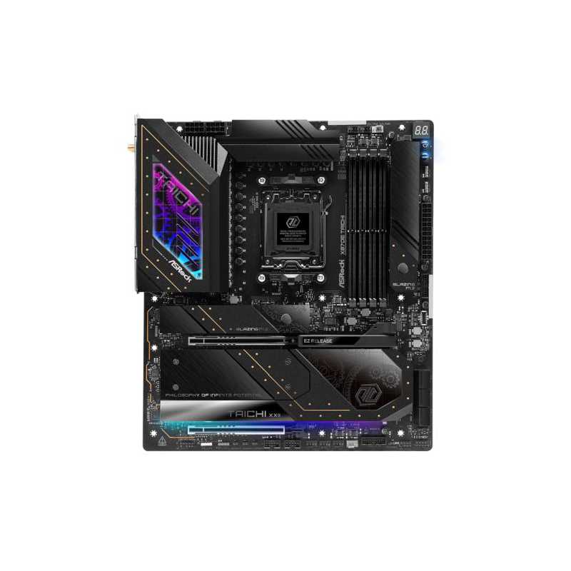 Asrock X870E TAICHI, AMD X870E, AM5, EATX, 4 DDR5, HDMI, 2 USB4, Wi-Fi 7, 5G LAN, RGB, 4x M.2