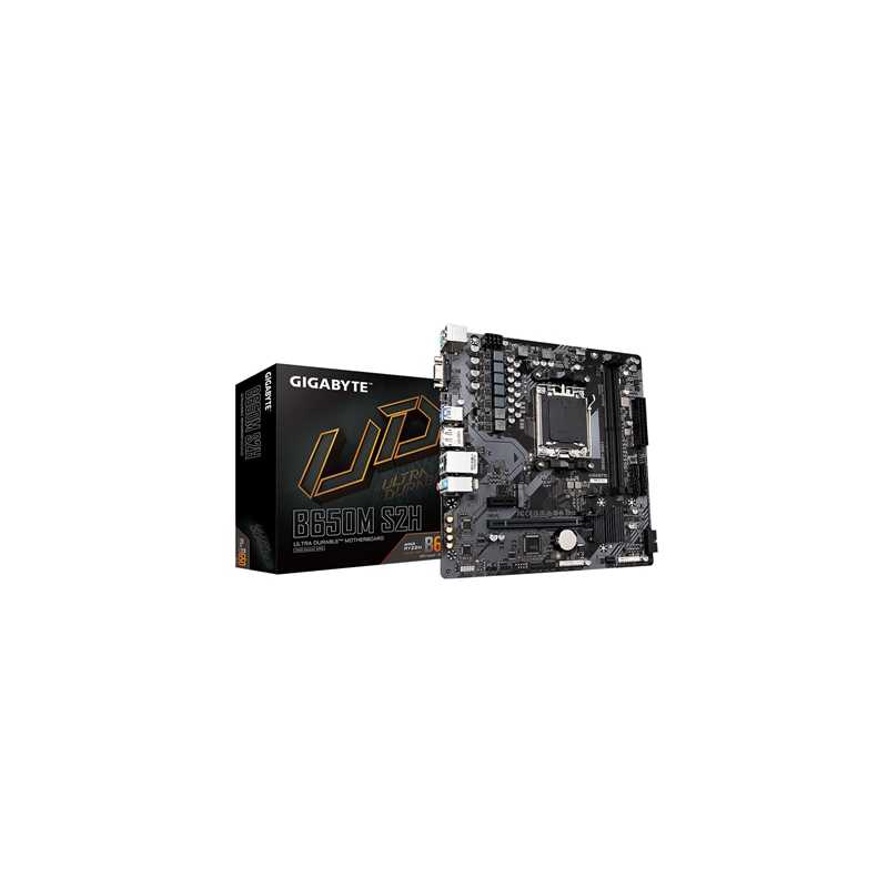 Gigabyte B650M S2H Ultra Durable AMD AM5 Socket Motherboard, Micro-ATX, 2x DDR5 Slots, 1x M.2 Socket, GbE LAN, 1x D-Sub / 1x Dis