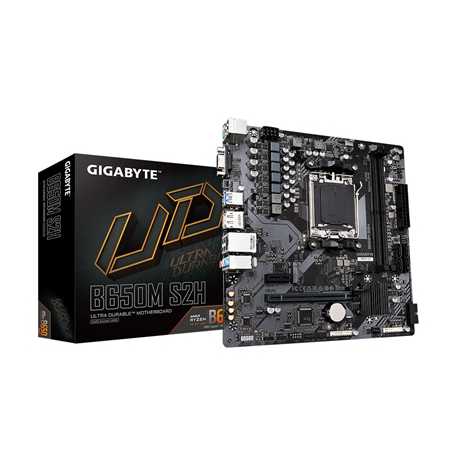 Gigabyte B650M S2H Ultra Durable AMD AM5 Socket Motherboard, Micro-ATX, 2x DDR5 Slots, 1x M.2 Socket, GbE LAN, 1x D-Sub / 1x Dis