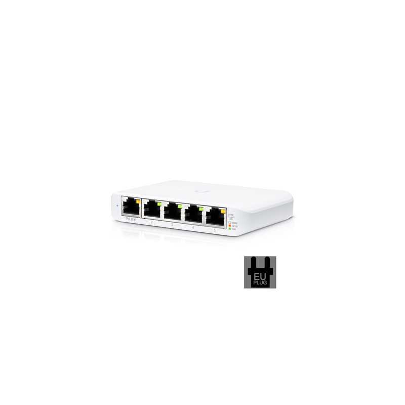 Ubiquiti USW-FLEX-MINI UniFi USW Flex Mini 5 Port Smart Managed POE/USB C Powered Gigabit Network Switch (EU Plug)