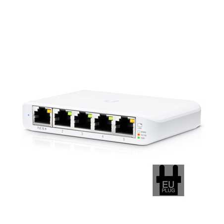 Ubiquiti USW-FLEX-MINI UniFi USW Flex Mini 5 Port Smart Managed POE/USB C Powered Gigabit Network Switch (EU Plug)