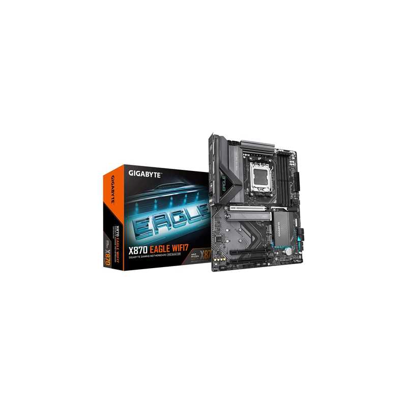 Gigabyte X870 EAGLE WIFI7 AMD AM5 Socket Motherboard, ATX, 4x DDR5 Slots, 3x M.2 Sockets, 3x USB-C Port, Fitted I/O Shield, 2.5G