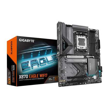 Gigabyte X870 EAGLE WIFI7 AMD AM5 Socket Motherboard, ATX, 4x DDR5 Slots, 3x M.2 Sockets, 3x USB-C Port, Fitted I/O Shield, 2.5G