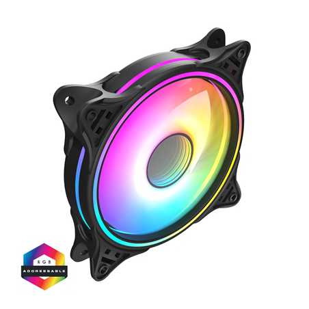 CiT Tornado FNB 120mm RGB LED Fan - High Airflow, Quiet Operation, 4-Pin PWM, Black