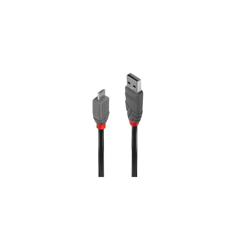 Lindy 36731 0.5m USB 2.0 Type A to Micro-B Cable, Anthra Line