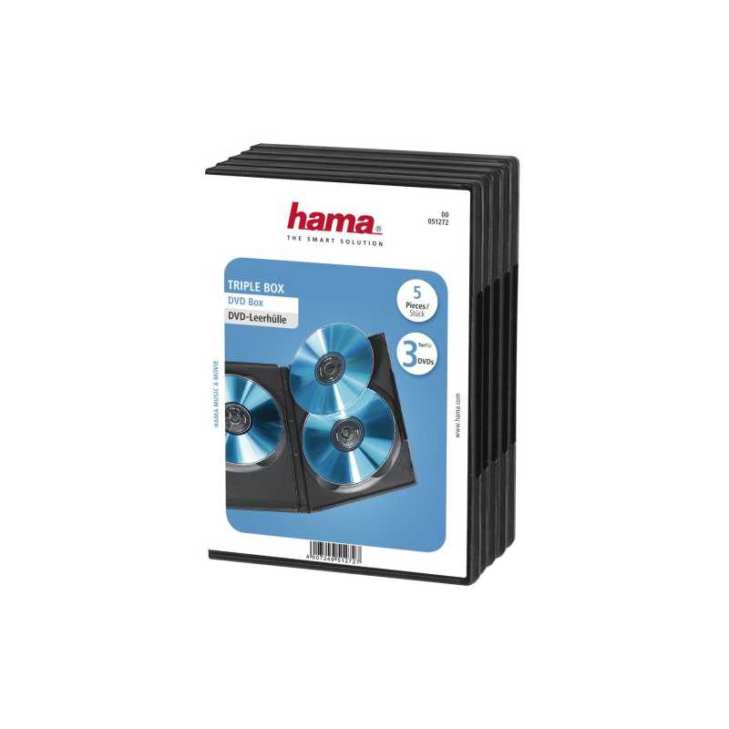 Hama 5x Triple DVD/Blu-Ray Jewel Cases, 3 Discs per case, Black