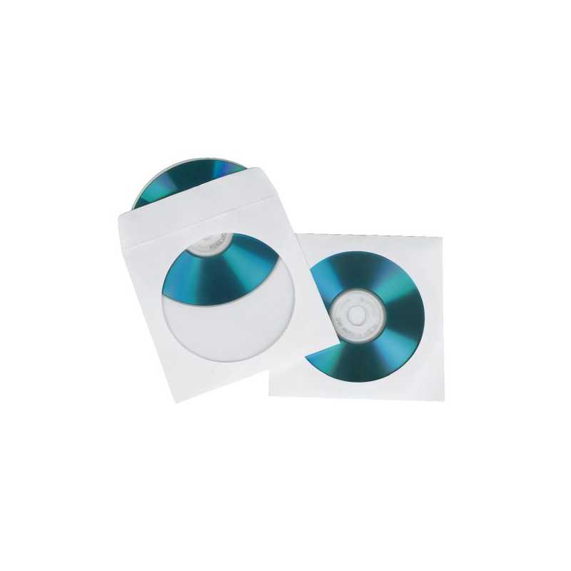 Hama CD/DVD/Blu-Ray Protective Sleeves x50, White Paper, Transparent Window