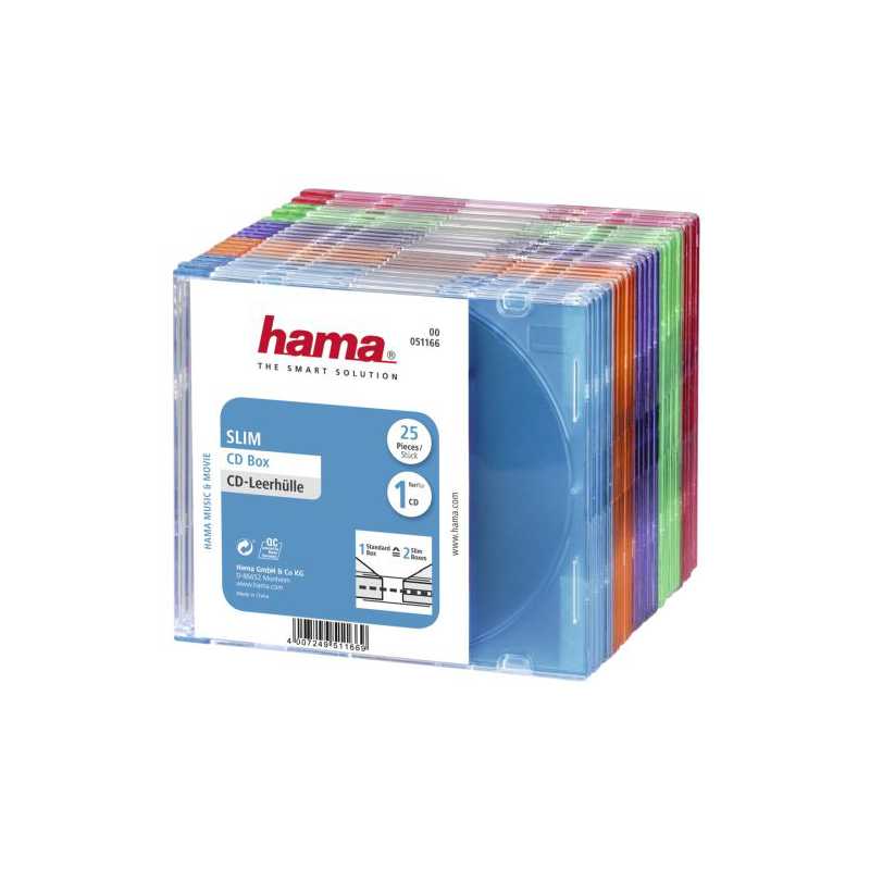 Hama CD/DVD/Blu-Ray Slim Jewel Cases x25, Coloured