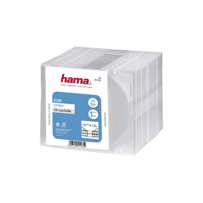 Hama CD/DVD/Blu-Ray Slim Jewel Cases x25, Transparent