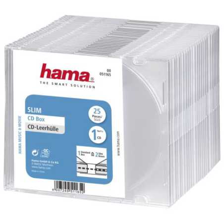 Hama CD/DVD/Blu-Ray Slim Jewel Cases x25, Transparent