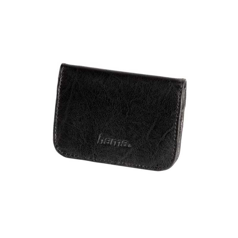 Hama Universal Memory Card Case, Small, Faux Leather, Black, 10 x 0.5 x 7.3 cm Compartment, Max 4 Cards