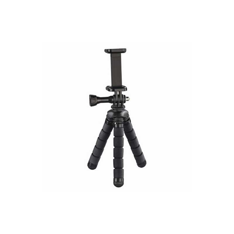 Hama (Flex) Phone/GoPro Mini-Tripod, 14cm Max Height, 360° Bendable Legs, Adjustable Centre Column