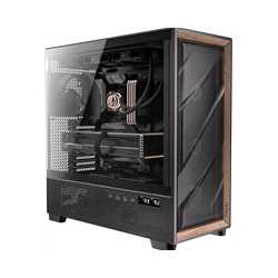 Antec Flux PRO Full Tower PC Case with Tempered Glass, Black/Wood, 6 Pre-Installed Fans, USB Type-C, E-ATX/ATX/mATX/mITX Compati