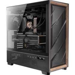 Antec Flux PRO Full Tower PC Case with Tempered Glass, Black/Wood, 6 Pre-Installed Fans, USB Type-C, E-ATX/ATX/mATX/mITX Compati