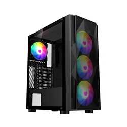 CRONUS Oceanus Case, Gaming, Black, Mid Tower, 1 x USB 3.0 / 2 x USB 2.0, Tempered Glass Front & Side Window Panels, Addressable