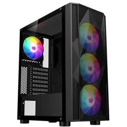 CRONUS Oceanus Case, Gaming, Black, Mid Tower, 1 x USB 3.0 / 2 x USB 2.0, Tempered Glass Front & Side Window Panels, Addressable