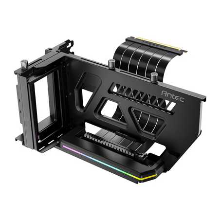 Antec RGB Adjustable Shift PCI Vertical GPU Bracket with PCI-E 4.0 Riser Cable (190mm), Compatible with E-ATX, ATX Cases