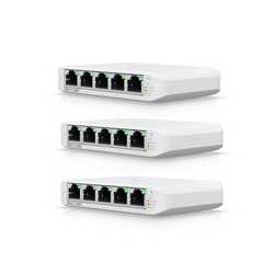 Ubiquiti USW-FLEX-MINI-3 UniFi USW Flex Mini 5 Port Smart Managed POE/USB C Powered Gigabit Network Switch (Triple Pack, No PSU)