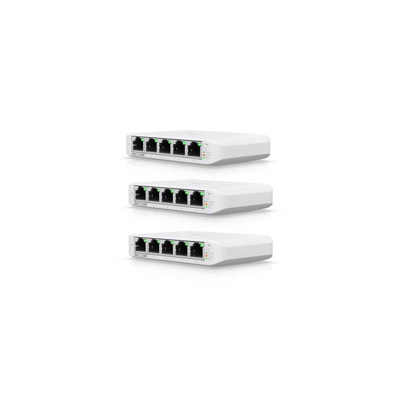 Ubiquiti USW-FLEX-MINI-3 UniFi USW Flex Mini 5 Port Smart Managed POE/USB C Powered Gigabit Network Switch (Triple Pack, No PSU)