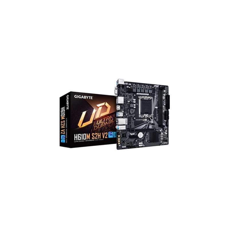 Gigabyte H610M S2H V2 Intel 1700 Socket Motherboard, Micro-ATX, 2x DDR5 Slots, 1x M.2 Socket, GbE LAN, 1x D-Sub / 2x DisplayPort