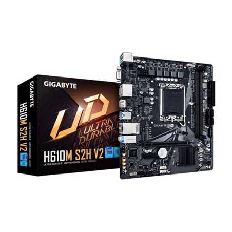 Gigabyte H610M S2H V2 Intel 1700 Socket Motherboard, Micro-ATX, 2x DDR5 Slots, 1x M.2 Socket, GbE LAN, 1x D-Sub / 2x DisplayPort