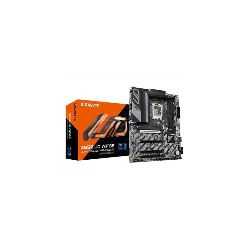 Gigabyte Z890 UD WIFI6E Ultra Durable Intel 1851 Socket Motherboard, ATX, 4x DDR5 Slots, 3x M.2 Sockets, 2x USB-C Port, 2.5GbE L