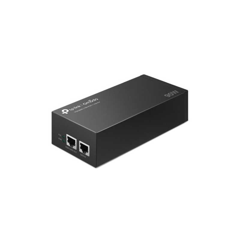 TP-LINK (POE380S) Omada 90W 10G PoE++ Injector, 2x 10Gbps Ports, Up to 90W, Wall-Mounting/Desktop 