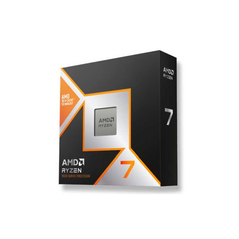 AMD Ryzen 7 9800X3D CPU, AM5, 4.7GHz (5.2 Turbo), 8-Core, 120W, 104MB Cache, 4nm, 9th Gen, Radeon Graphics, NO HEATSINK/FAN