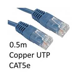 RJ45 (M) to RJ45 (M) CAT5e 0.5m Blue OEM Moulded Boot Copper UTP Network Cable