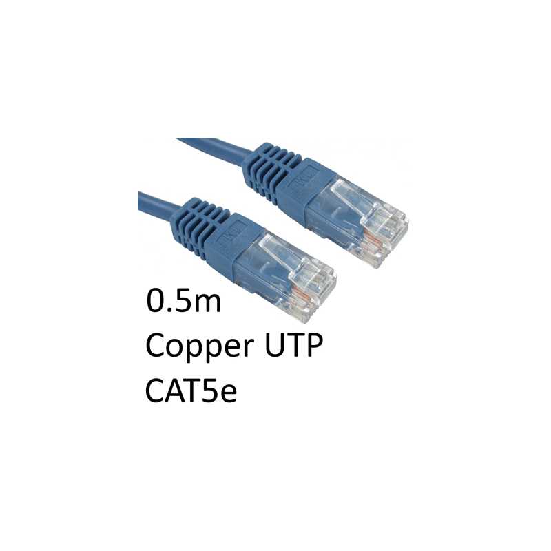 RJ45 (M) to RJ45 (M) CAT5e 0.5m Blue OEM Moulded Boot Copper UTP Network Cable