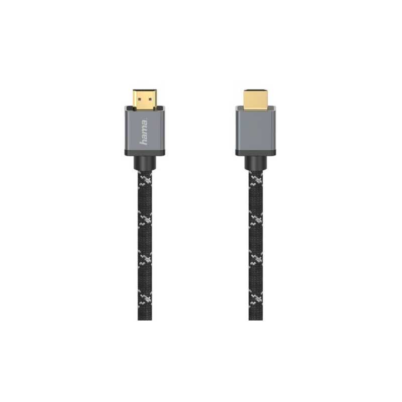 Hama Ultra High Speed HDMI Cable, Ultra-HD 8K, Gold-Plated, Braided Sheath, 2 Metre