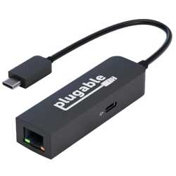 Plugable USBC-E2500PD USB-C to 2.5GbE Gigabit Ethernet Adapter with USB-C PD Charging