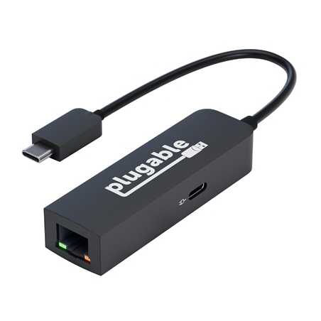 Plugable USBC-E2500PD USB-C to 2.5GbE Gigabit Ethernet Adapter with USB-C PD Charging