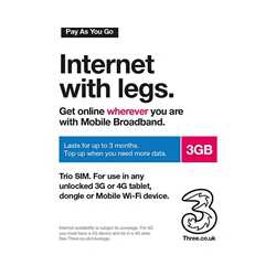 Three 3G 4G & 5G-Ready 3GB Prepaid Mobile Broadband Trio SIM Card