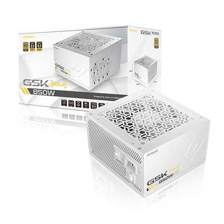 Antec GSK ATX3.1 850W Power Supply, White,80 PLUS Gold, Full Modular, PCIe 5.1, JP Capacitors, Silent FDB Fan, CircuitShield Pro