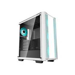 DeepCool CC560 WH Case, Gaming, White, Mid Tower, 1 x USB 3.0 / 1 x USB 2.0, Tempered Glass Side Window Panel, DeepCool Blue LED