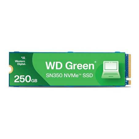 WD Green SN350 (WDS250G2G0C) 250GB NVMe SSD, M.2 Interface, PCIe Gen3, 2280, Read 1500MB/s, Write 2400MB/s, 3 Year Warranty