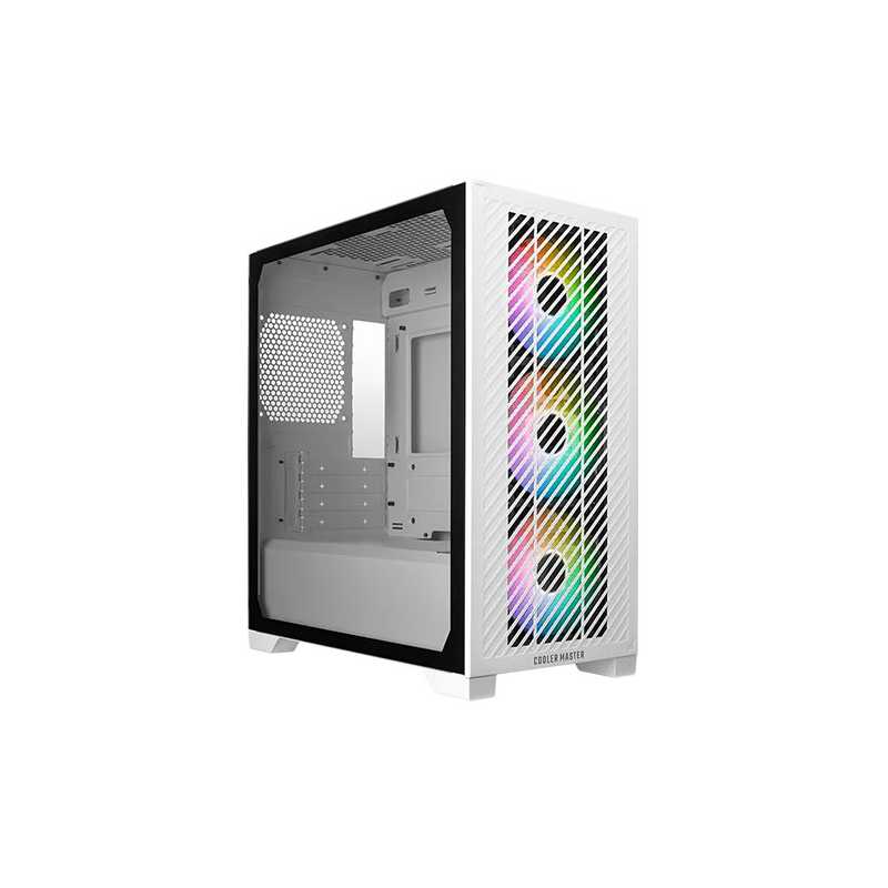 Cooler Master Elite 301 Gaming Case w/ Glass Side, Micro ATX, 3x ARGB Fans, PSU Shroud, Intake Grill, USB-C, White