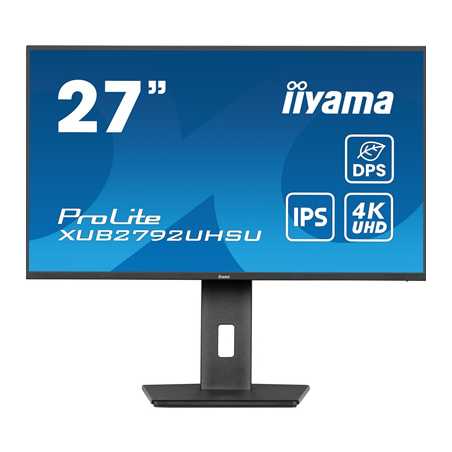 iiyama Prolite XUB2792UHSU-B6 27 inch IPS Monitor, 4K, 4ms, HDMI, DisplayPort, USB Hub, 60Hz, Speakers, Black, Internal PSU, VES