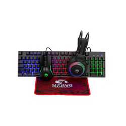 Marvo Scorpion CM416 4-in-1 Gaming Bundle, Wired Keyboard, Mouse, Headset and Mouse Pad, UK Layout