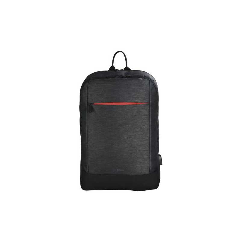 Hama Manchester Laptop Backpack, Up to 15.6", USB Charging Port, Padded Compartment, Organiser, Front Pockets, Trolley Strap, B